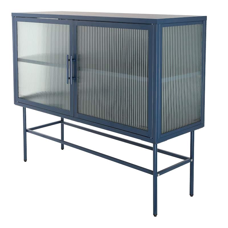 Console Table With 2 Fluted Glass Doors