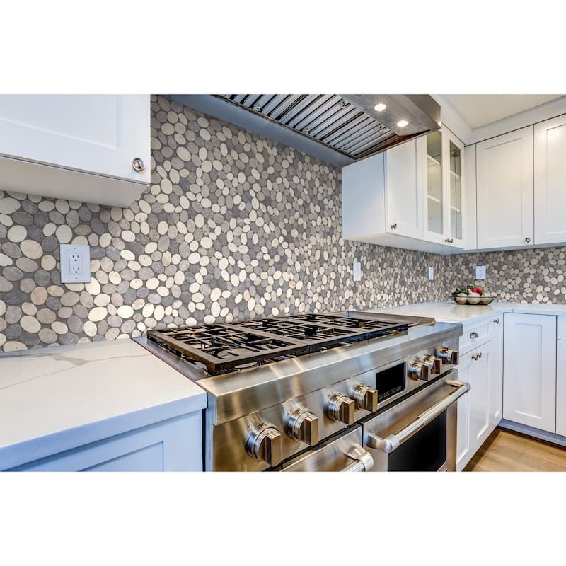 Coin Marble 11 in. x 11 in. Marble Mesh-Mounted Mosaic Wall and Floor Tile
