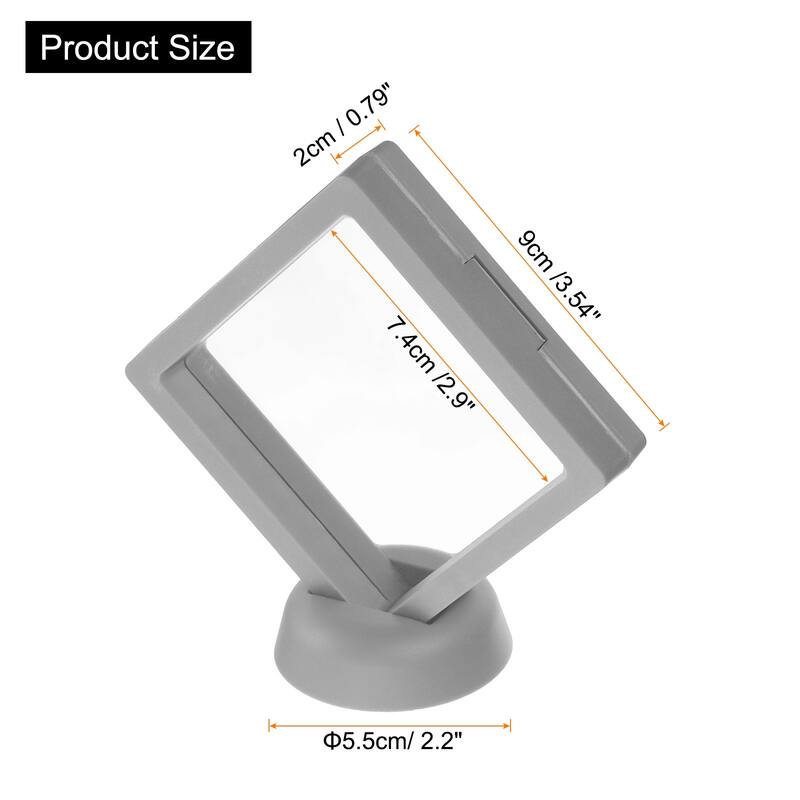12 Pcs 3D Floating Display Case, Display Holder PE Jewelry Storage Box - Gray - 3.54 x 3.54 Inch
