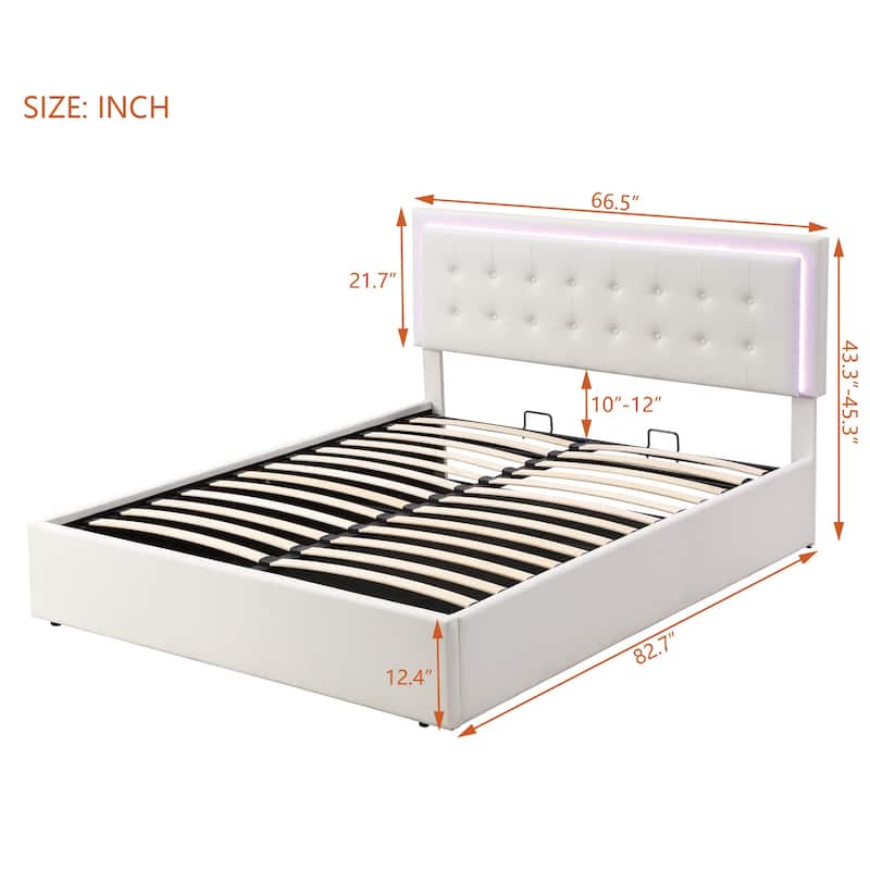 Queen Size Tufted PU Upholstered Platform Bed with Hydraulic Storage ...