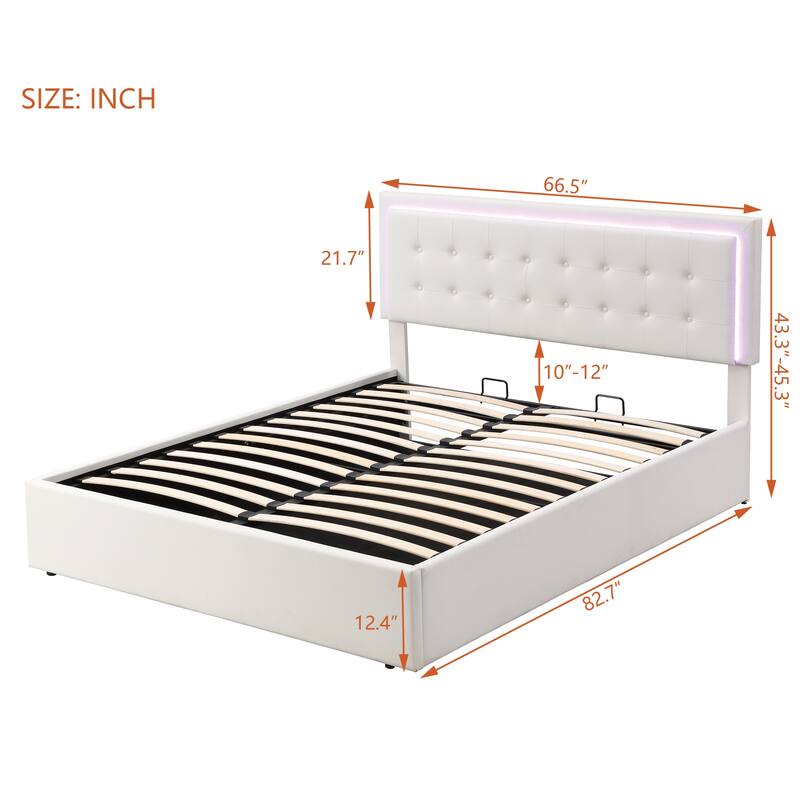 Queen Size Tufted Upholstered Platform Bed with Hydraulic Storage