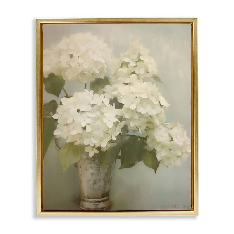 Stupell Faded Country Hydrangeas Framed Floater Canvas Wall Art Design By Arlington Prints - 25 x 31 - Gold