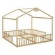 preview thumbnail 10 of 14, House-Style Double Twin Size Floor Bed with Fence, Guardrails, without Door