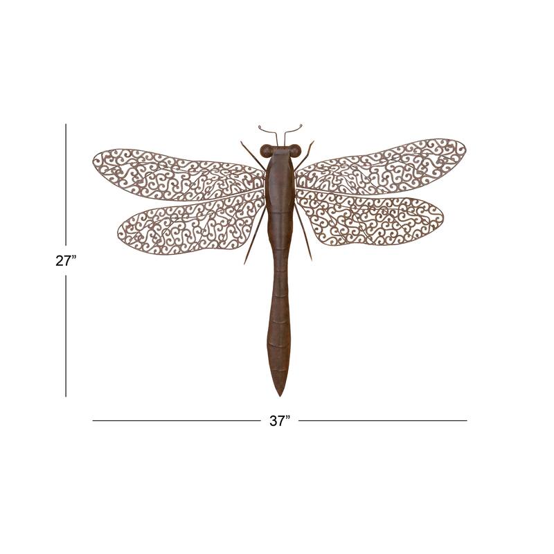 Brown Metal Indoor Outdoor Dragonfly Home Wall Decor