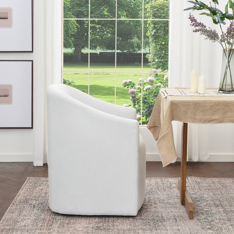 KINWELL 25" Performance Fabric Upholstered Rolling Dining Armchair