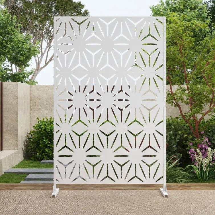 Outdoor Metal Privacy Screen Fence Panel Star Pattern