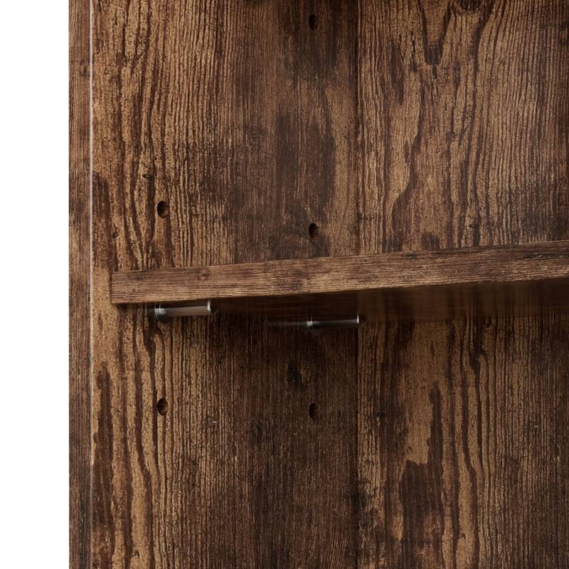 Javlergo Tall 7-Tier Adjustable Corner Bookcase with Drawer MDF Storage Shelf for Living Room Bedroom Kitchen and Entryway