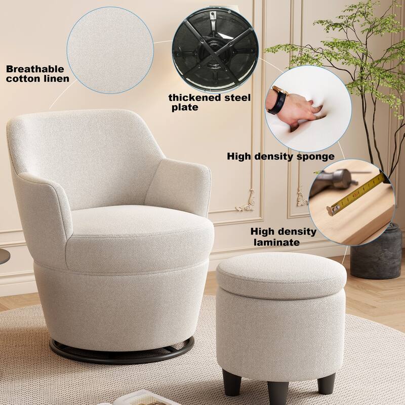 Swivel Accent Chair with Ottoman