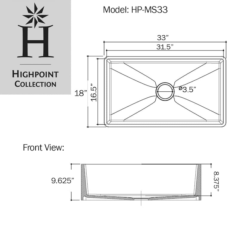 Highpoint Collection 33-inch Matte Stone Farmhouse Sink with Accessories
