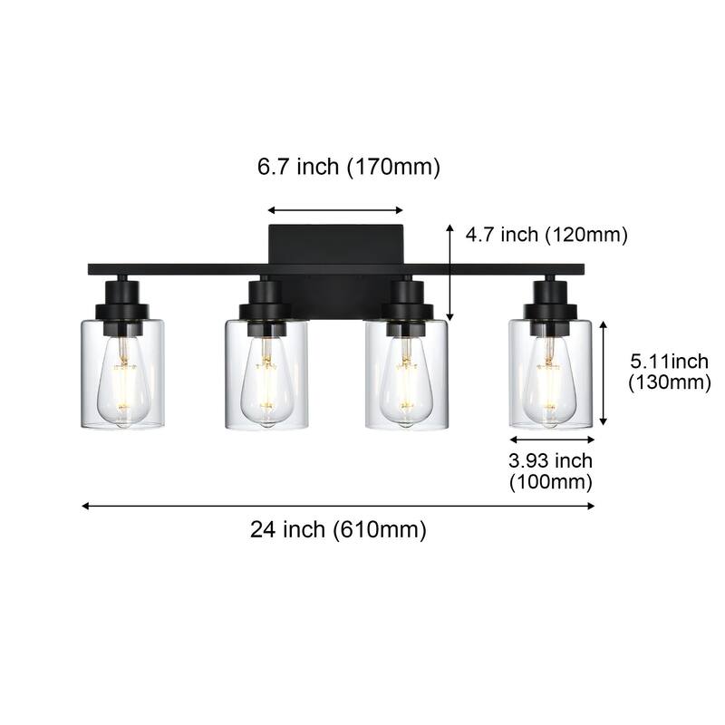2-Light Black Bathroom Vanity Light