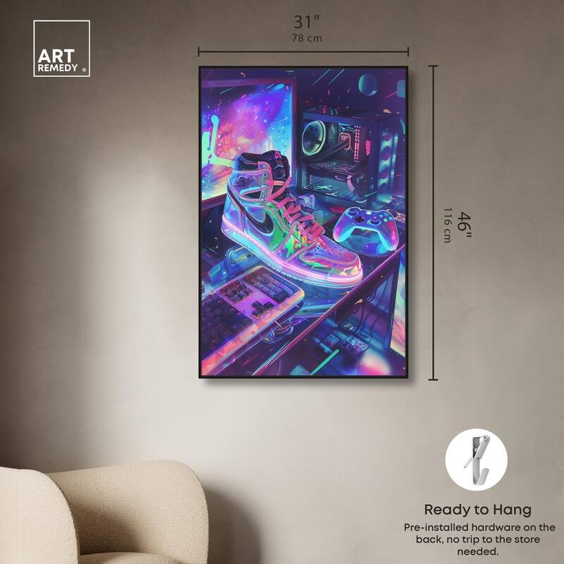 Neon Gaming Set Up Canvas by Art Remedy
