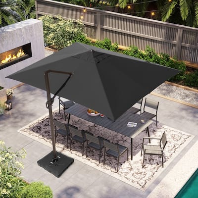VredHom 10X13 FT Patio Outdoor Cantilever-Offset Umbrella with Base Stand
