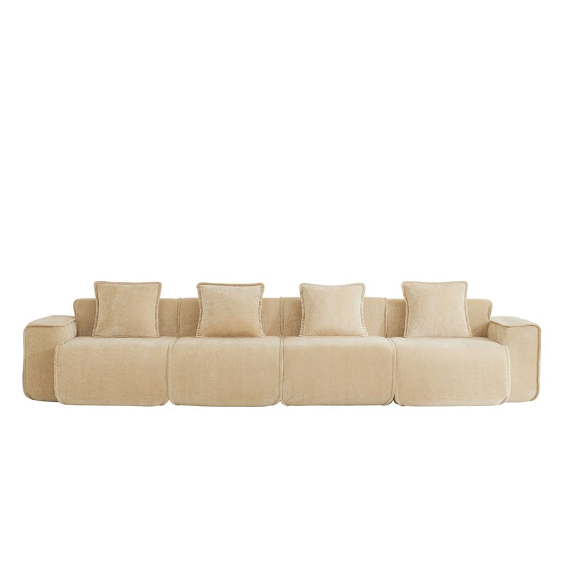 GDFStudio - Modular 4-Seater 138.58" Boneless Velvet Sofa