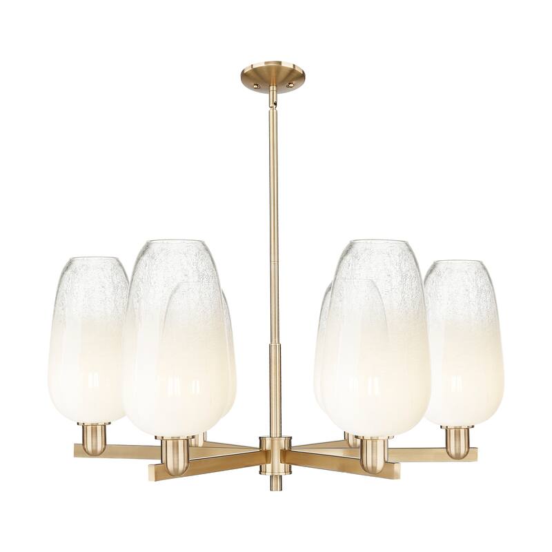 Innovations Lighting Downtown Urban - Brookhaven Flute - 6 Light 24" Stem Hung Chandelier - Champagne Bronze/Opal