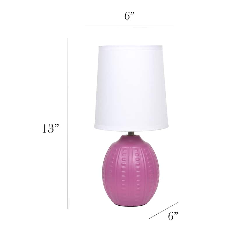 Ceramic Oval Table Lamp with Fabric Shade for Bedroom, Living Room - 6 x 6 x 13 in. (L x W x H)