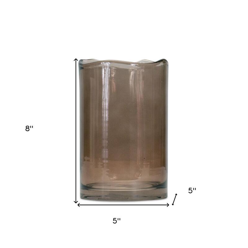 Brown Glass Cylinder Table Vase Modern Indoor Decorative Piece