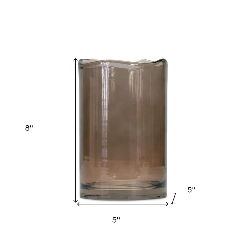 HomeRoots 8" Crystal Glass Gray Round Table vase - 5