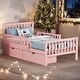 preview thumbnail 2 of 10, Twin Size Wood Platform Bed with Guardrails on Both Sides and Two Storage Drawers