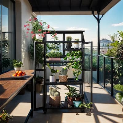 Height Wood Large Greenhouse Balcony Portable Cold Frame with Wheels