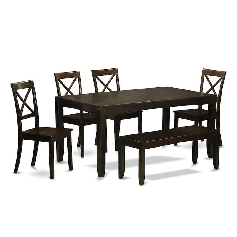 Dining Set 4 Chairs Rectangular Table Extendable Haven Cappuccino Finish