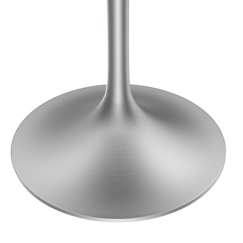 LeisureMod Verve 27" Round Dining Table with Stone TableTop and Brushed Chrome Base for Kitchen & Dining Room