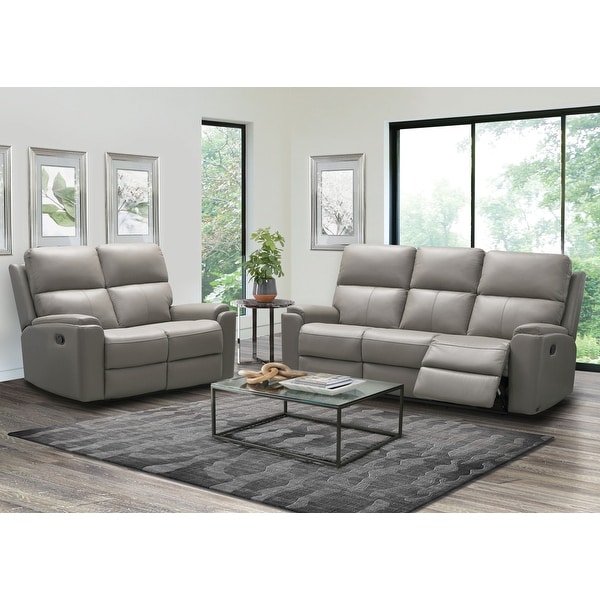 Shop Abbyson Jackson Top Grain Leather Manual Reclining Sofa and Loveseat Set - Overstock - 31294094