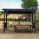 preview thumbnail 2 of 27, Domi 6.5 ft. x 12 ft. Hardtop Grill Gazebo with 2 Side Shelves and Ceiling Hooks, Outdoor BBQ Canopy