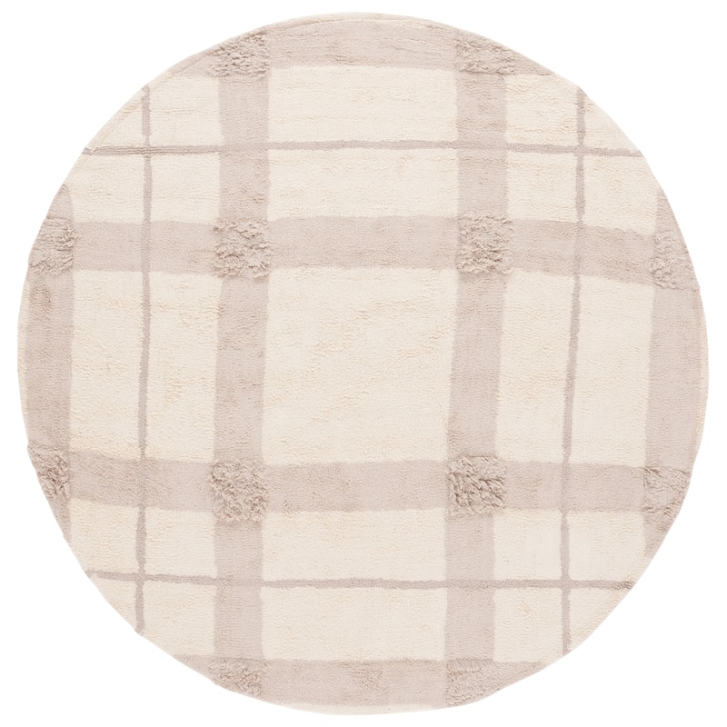 SAFAVIEH Hand-Woven Easy Care Dafna Modern & Contemporary Cotton - 6' Round - Ivory/Beige - Round