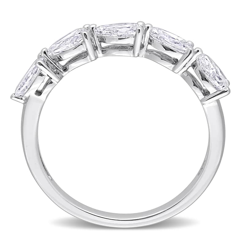 Miadora 1ct TDW Pear Shape Diamond Semi-Eternity Band in 14k White Gold