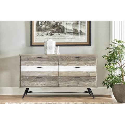 Bridges 6 Drawer Dresser in Two Tone Acacia Wood
