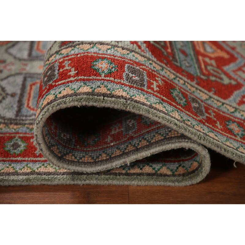 Green Heriz Serapi Indian Runner Rug Handmade Wool Carpet - 2'7"x 7'7"