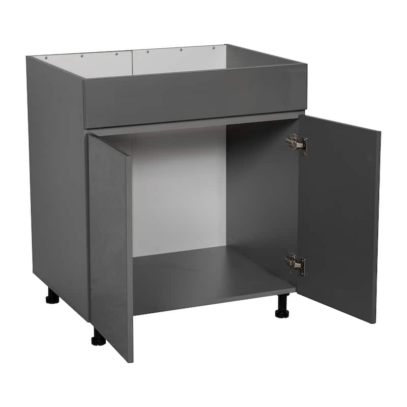 33" Sink Base Cabinets-High Double Door-Grey - 33 x 34 1/2 x 23 3/8