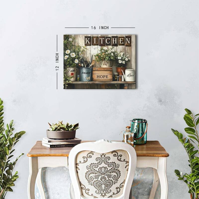 Faith Hope Love Still Life Picture Rustic Botanical Flower Painting