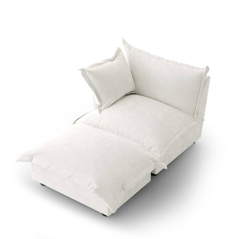 Casual 40"W Oversized Soft Comfy Cloud Chenille Chaise Lounge with Ottoman