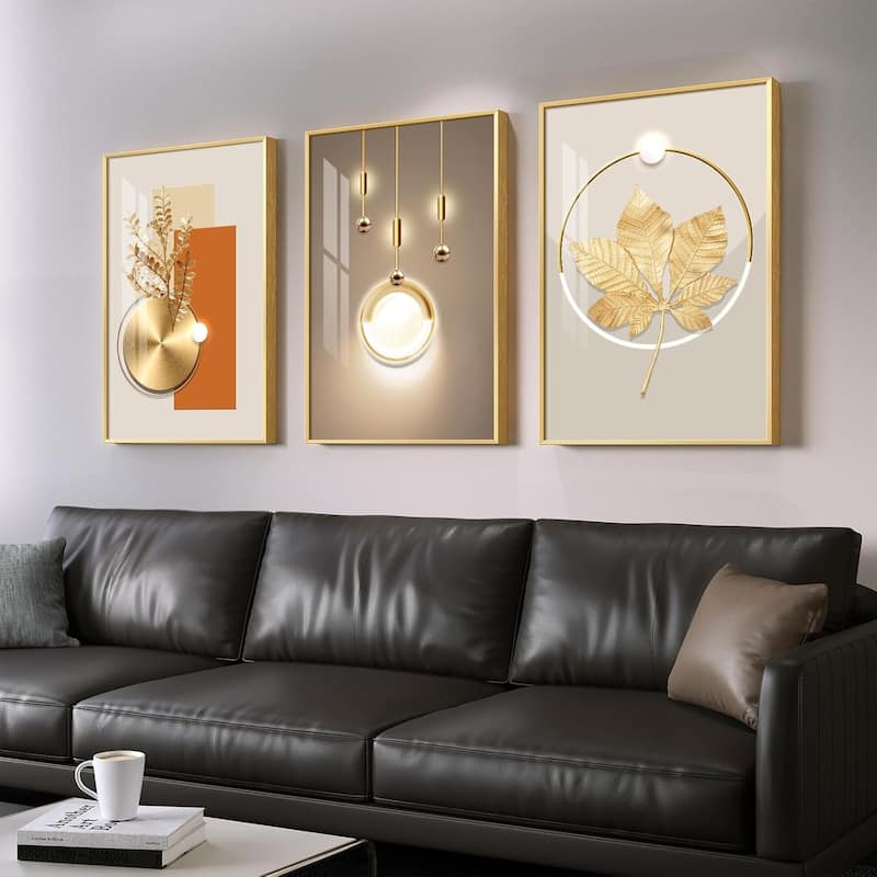 Wall Art,Golden Prints Pictures with Gold Frame