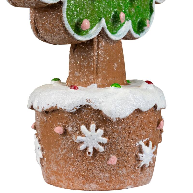 Gingerbread Cookie Christmas Tree with Bow Decoration - 8"