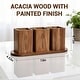 preview thumbnail 5 of 6, Acacia Wood Utensil Holder 13 x 4.5 x 4.7 in 3-Section Countertop Caddy with Bottom Tray Kitchen Organizer - 13 x 4.5 x 4.7 in