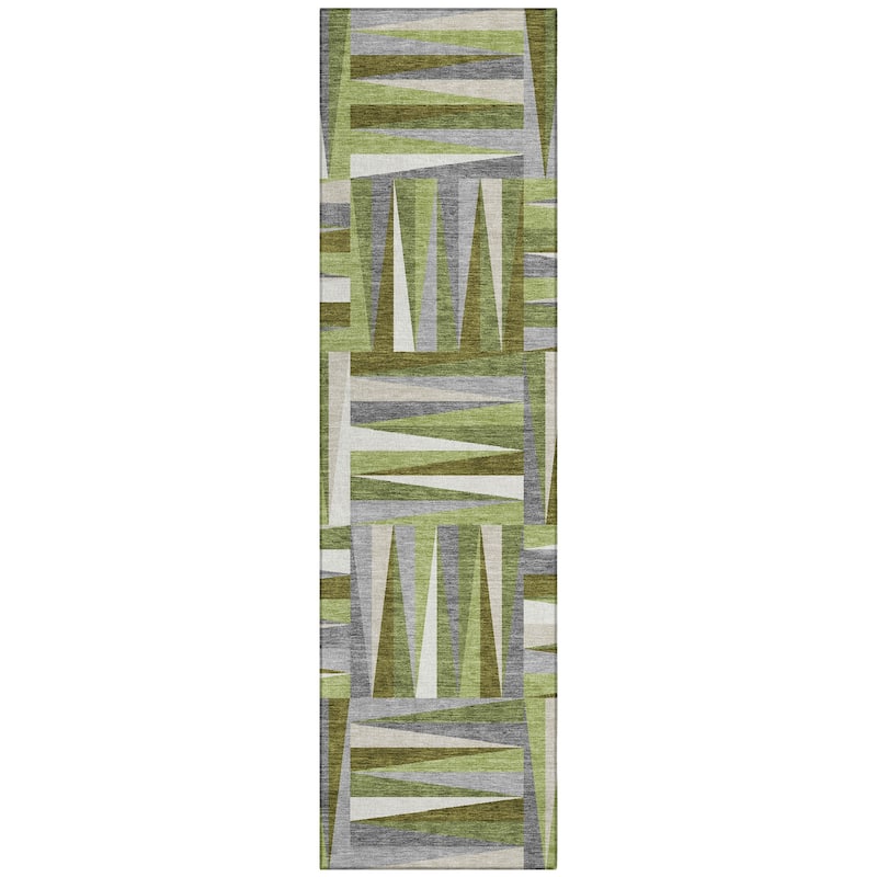 Machine Washable Indoor/ Outdoor Contemporary Mosaic Chantille Rug