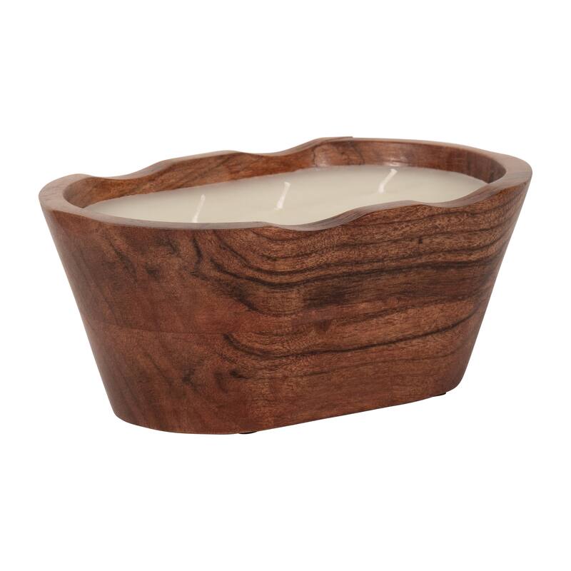Sagebrook Home Vanilla Oval Bowl Candle, Natural, Oval, 3"H, Wood