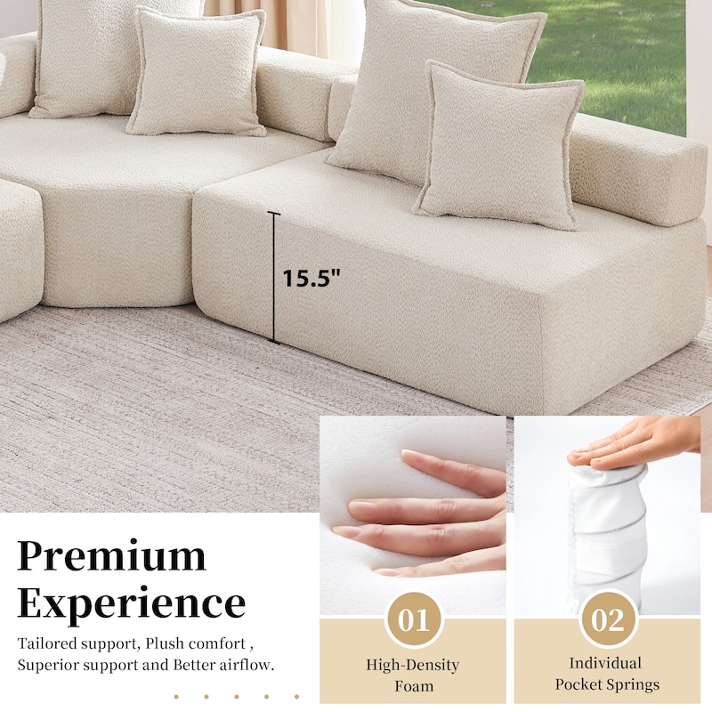 Oversized Modular Sofa,Luxury Boucle Floor Couch Set,Free Combination
