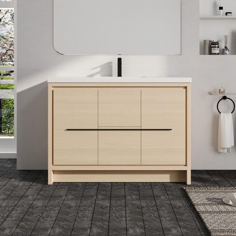 Malwee 24"/30"/36"/48"/60" Bathroom Vanity with Sink, FreeStanding Vanity with Soft Close Door and Drawer - 47.3"×18.1"×35.3"