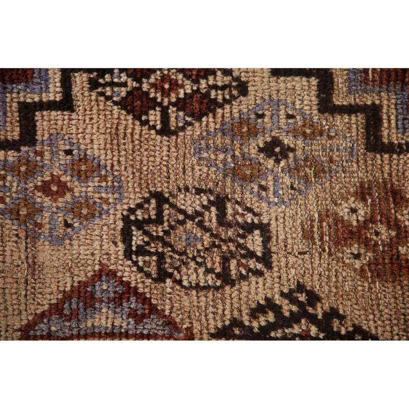 Tribal Qashqai Persian Antique Area Rug Handmade Peach Wool Carpet - 3'6"x 7'11"