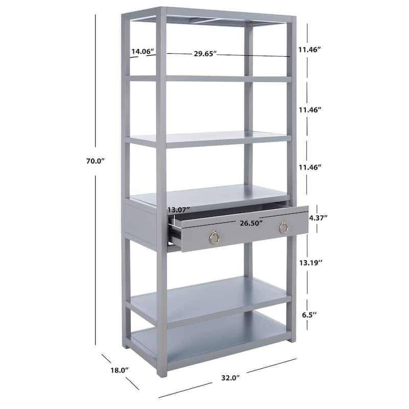 SAFAVIEH Hugborg 1-Drawer 5-Shelf Etagere Bookcase. - 32Wx18Dx70H