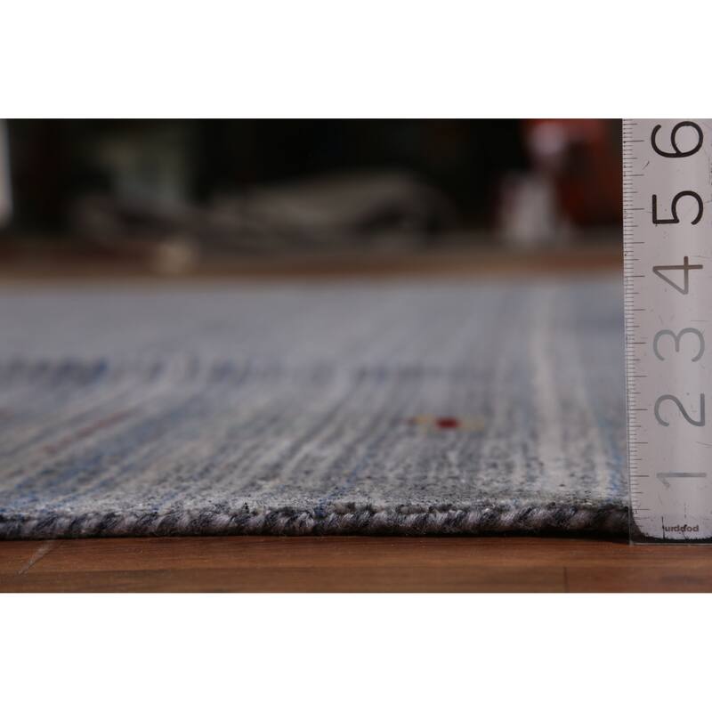 Hand Knotted Oriental 100% Wool Carpet Tribal Animal Pictorial Navy Blue & Blues Gabbeh Area Rug - 9' 8'' X 8' 2''