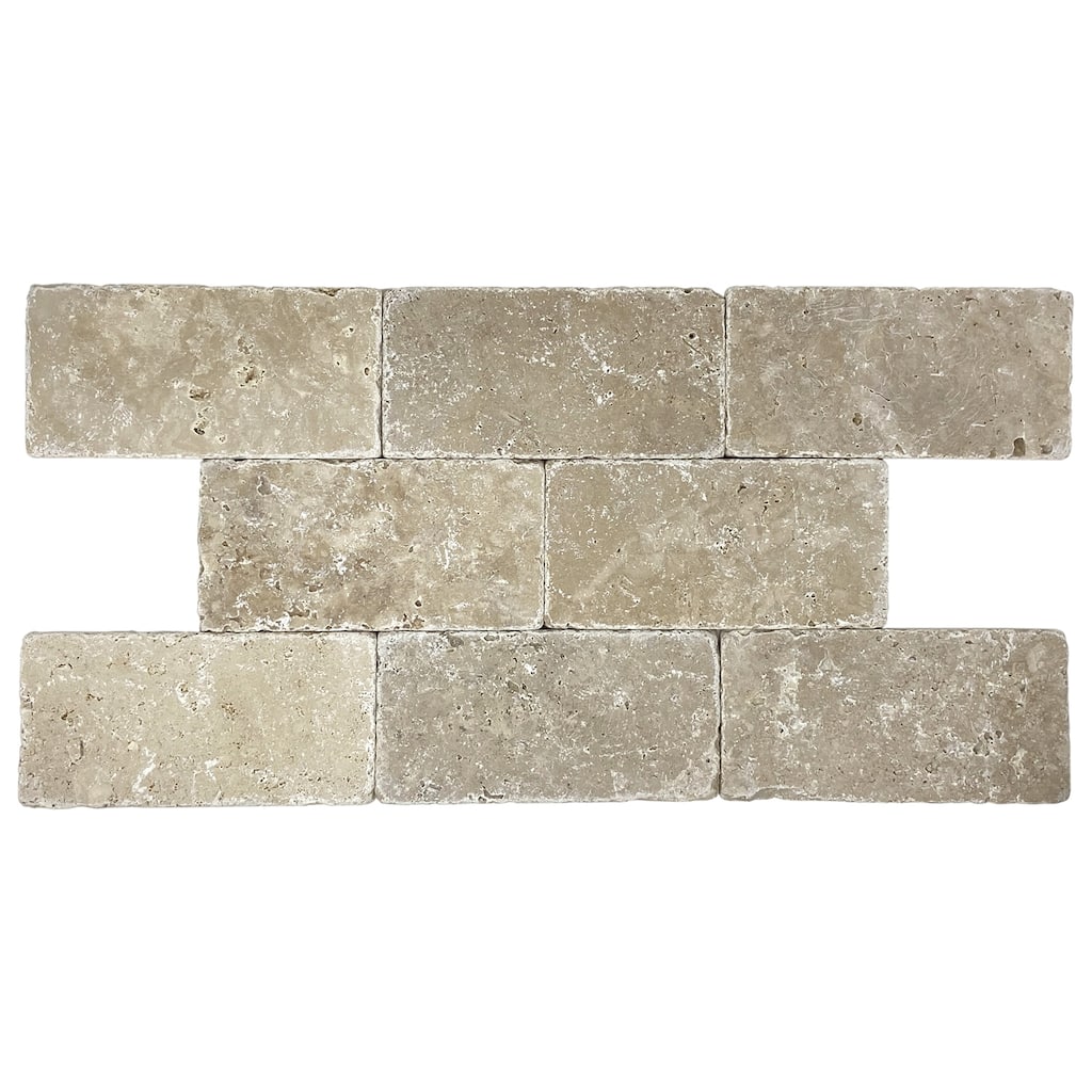 Ivory Travertine 3" x 6" Tumbled Tile