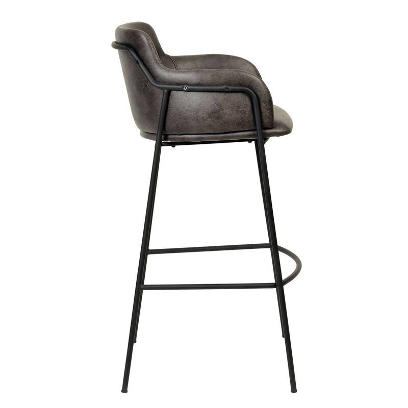 LeisureMod 40" Velvet Upholstered Bar Stool - Counter Height Bar Stool with Stainless-Steel Frame and Footrest for Home Bar