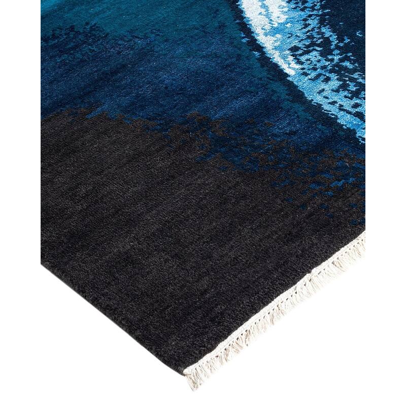 Ikat One-of-a-Kind Hand-Knotted Area Rug - Black, 9' 2" x 12' 1" - 9' 2" x 12' 1"