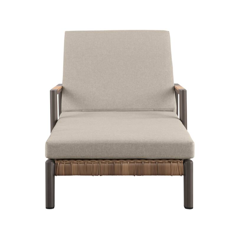 Arlo Teak & Wicker Aluminum Dual-Use Outdoor Chaise Lounge (Set of 2)