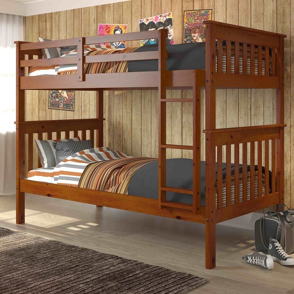 Donco kids twin over on sale full mission bunk bed