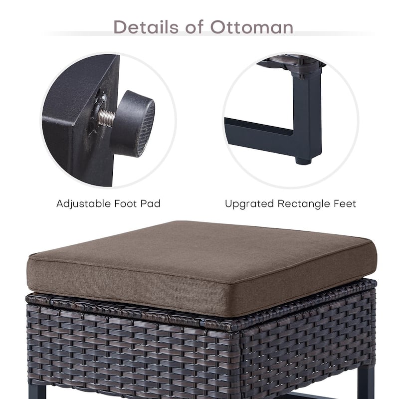 Gymojoy Outdoor Rattan Wicker Ottoman Seat